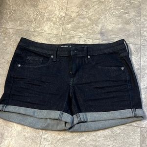 Dark wash denim shorts